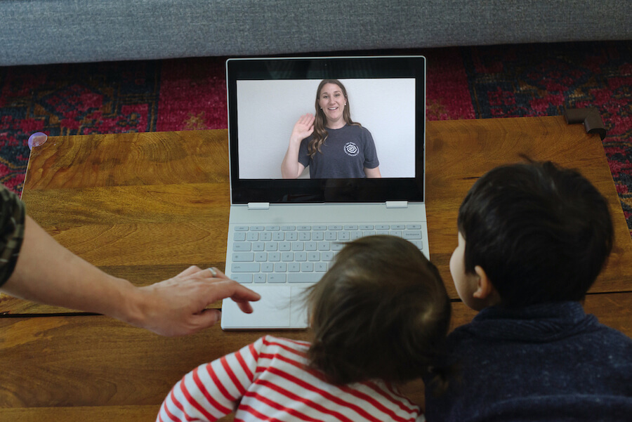 Kids Doing Video Chat With Mom